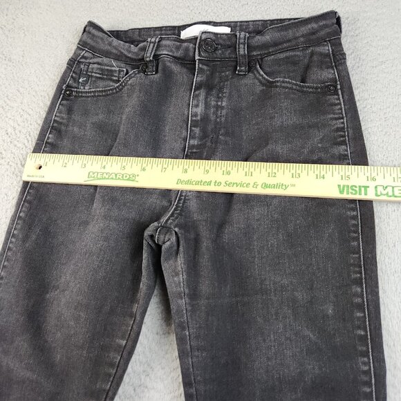 Kancan Jeans Women's 7/27 Black Curvy Mid Skinny Ankle Stretch Grunge Raw Hem - Picture 4 of 9